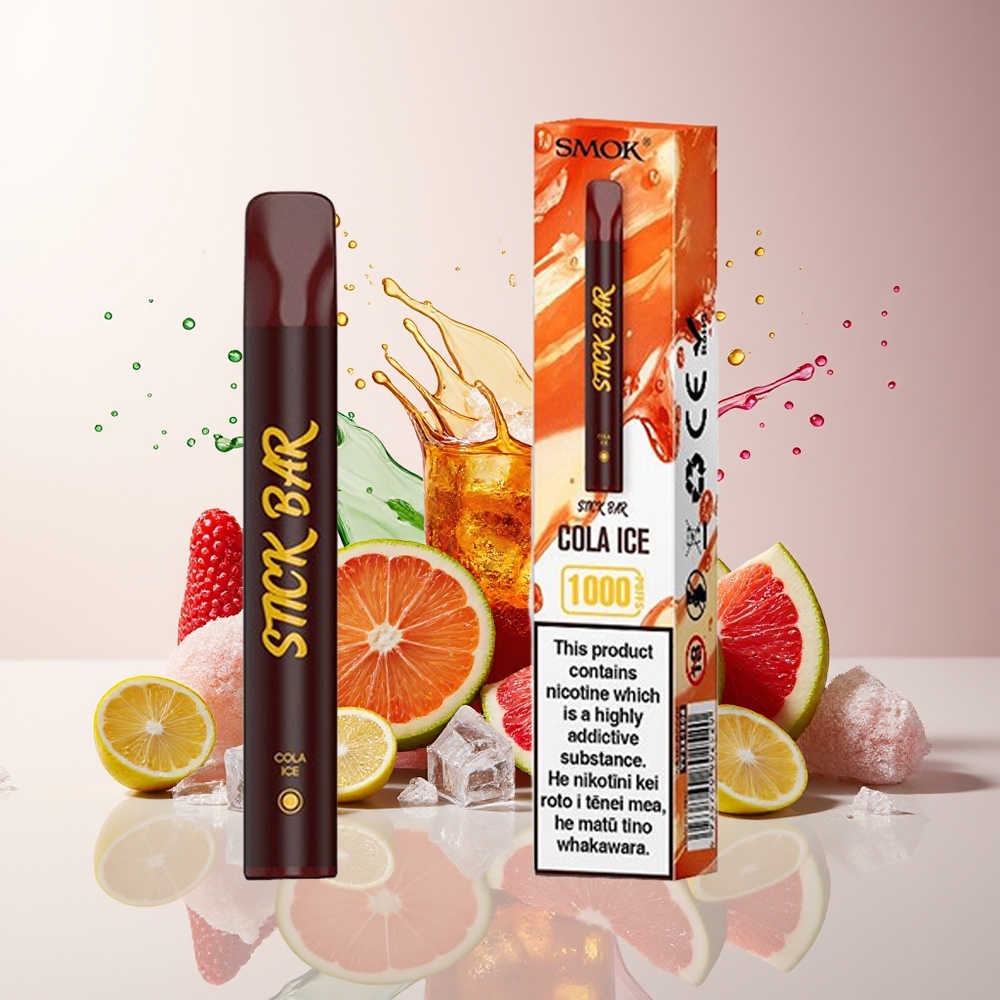 Partihandel Sverige SMOK Stick Bar 1000 Puffs Engångs Vape Cola Is 14 102mm 550mAh 3.6V 1.6 Ohm Rostfritt Stål