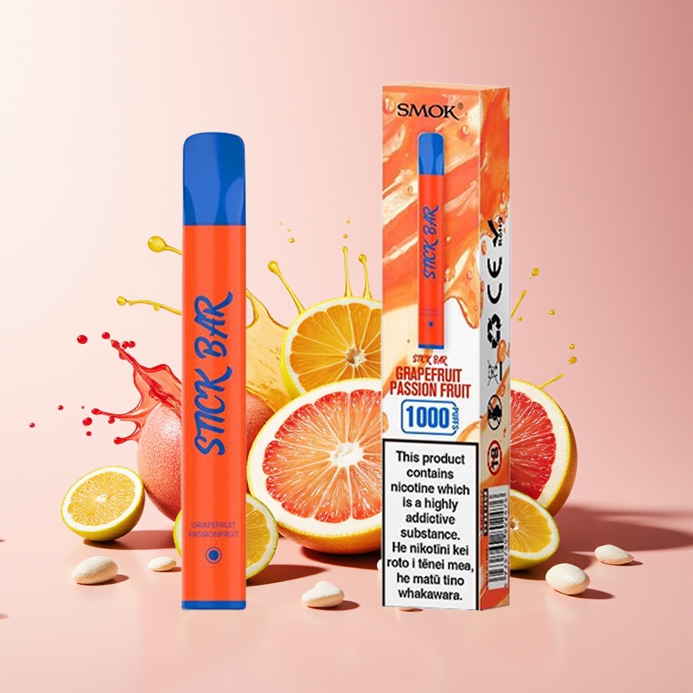 Partihandel Sverige SMOK Stick Bar 1000 Puffs Engångs Vape Grapefrukt Passionsfrukt 14x102mm 550mAh 3.6V