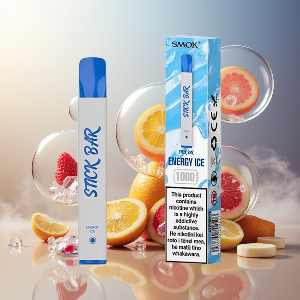 Partihandel Sverige SMOK Stick Bar 1000 Puffs Engångsvape Energi Is 550mAh Stål