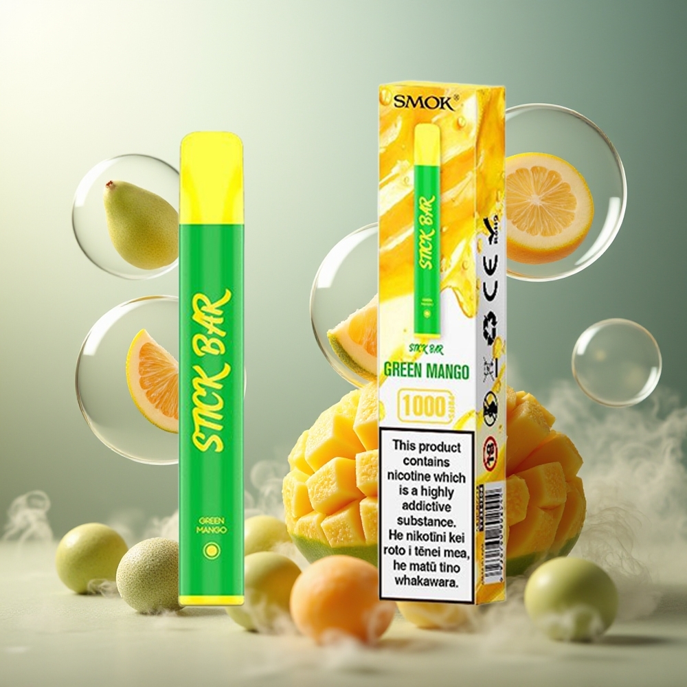 Partihandel Sverige SMOK Stick Bar 1000 Puffs Engångsvape Gröna Mango 550mAh 1.6 Ohm
