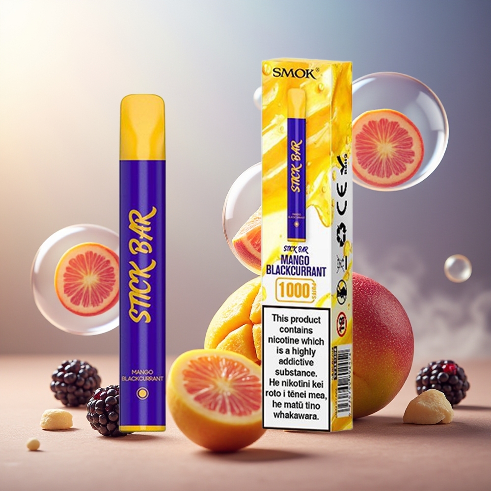 Partihandel Sverige SMOK Stick Bar 1000 Puffs Engångsvape Mango Svartvinbär 14x102mm 550mAh