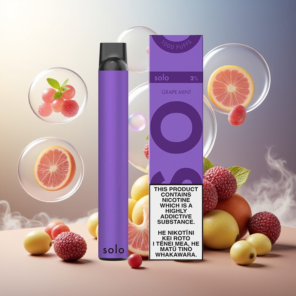 Partihandel Sverige Solo 1000 Engångs Vape MESH Drag Vindruva Mynta 3.5ml 550mAh