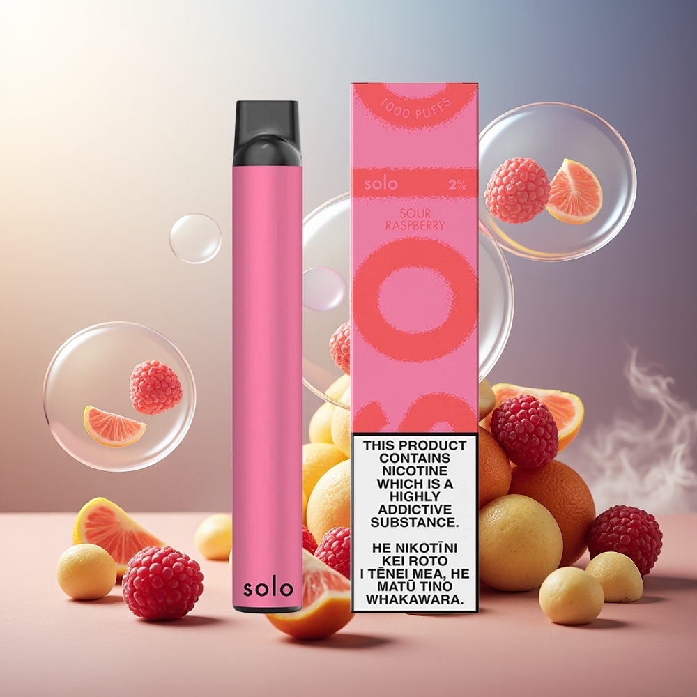Partihandel Sverige Solo 1000 Engångs Vape Sur Hallon Mesh Coil 3.5ml 550mAh