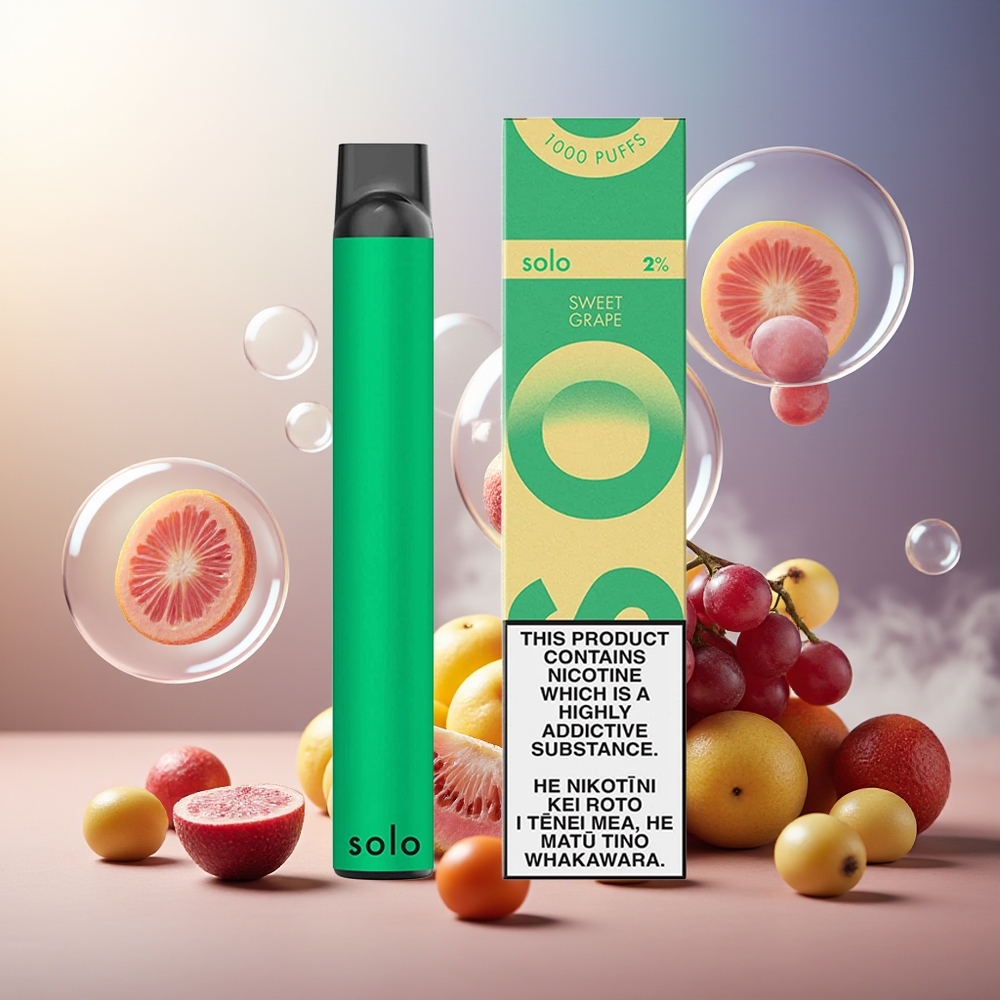Partihandel Sverige Solo 1000 Mesh Engångs Vape Söt Druva 3.5ml 550mAh