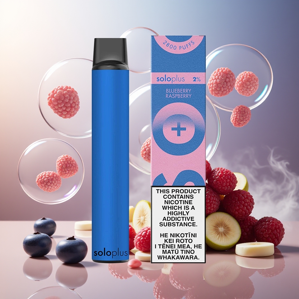Partihandel Sverige Solo Plus 2800 Puffs Blåbär Hallon Mesh Coil 6.5ml 950mAh