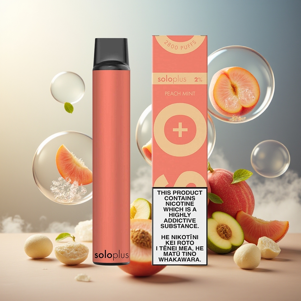 Partihandel Sverige Solo Plus 2800 Puffs Mesh Coil 6.5ml Persika Mynta