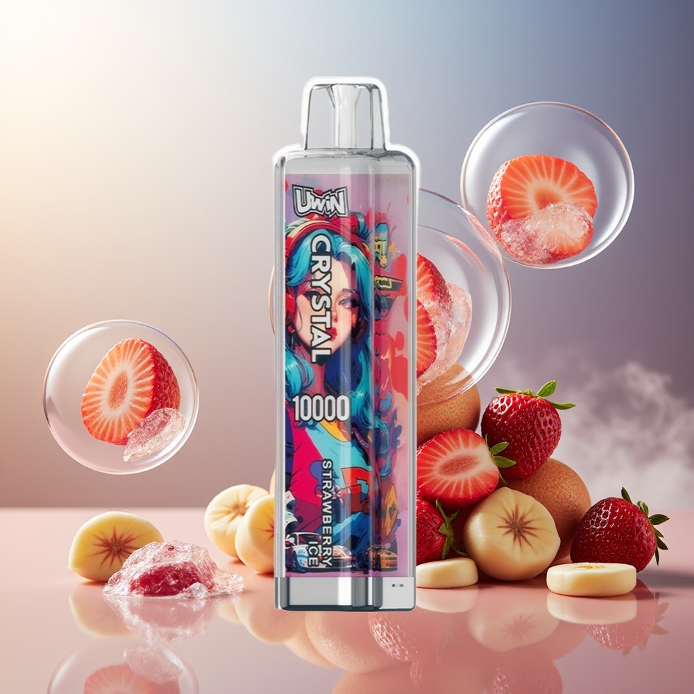 Partihandel Sverige UWIN Crystal 10000 Puffs Jordgubb Is RGB Ljus 18ml
