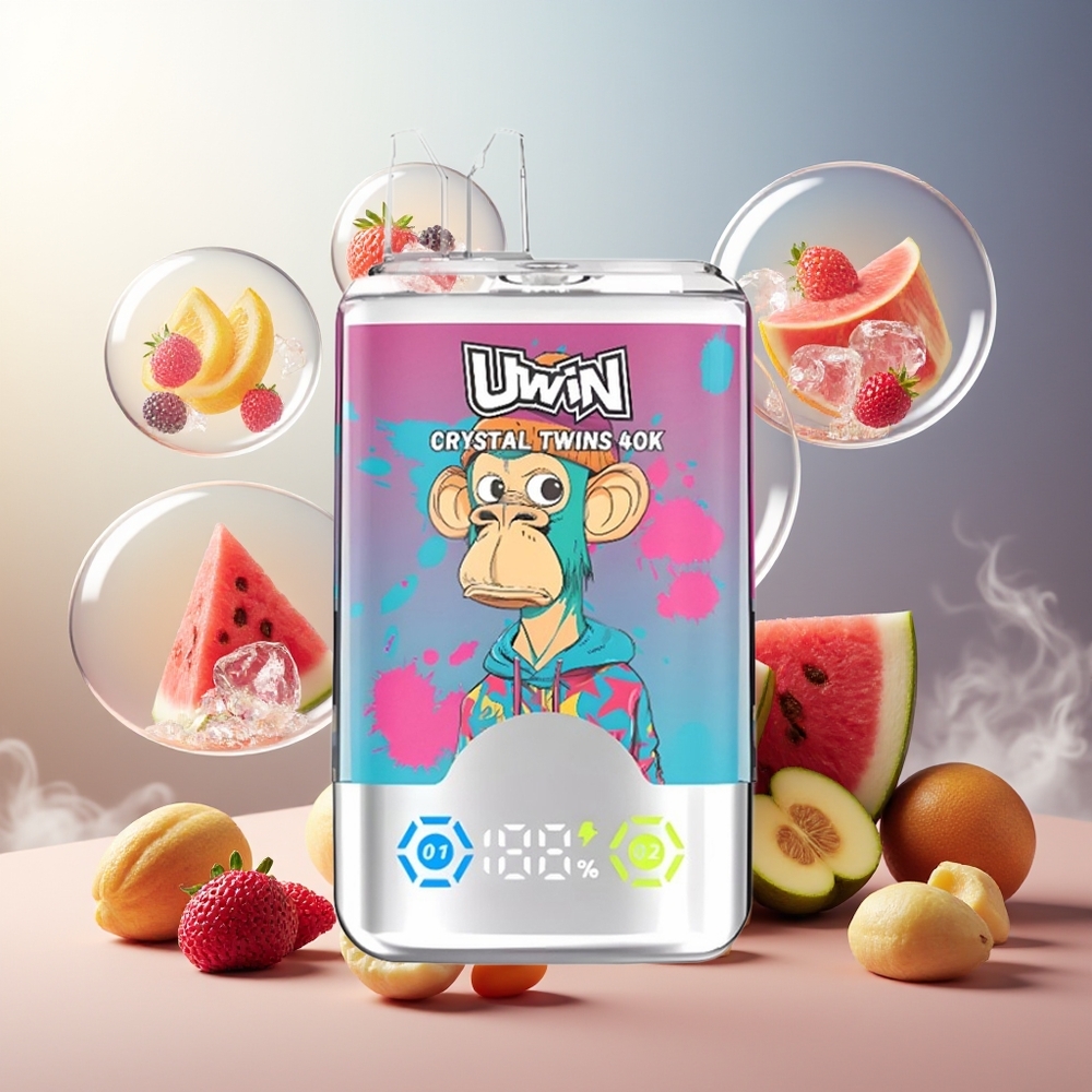 Partihandel Sverige UWIN Crystal Twins 40000 Puffs Två Smaker 32ml Vattenmelon Is Blandade Bär