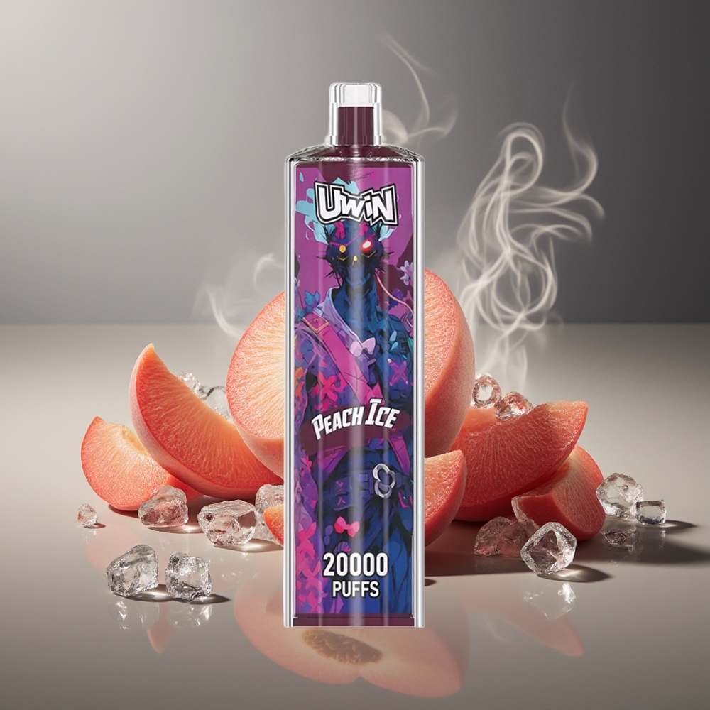 Partihandel Sverige Uwin Shisha Hookah Crystal 20000 Puffs Persika Is Mesh Coil Type-C