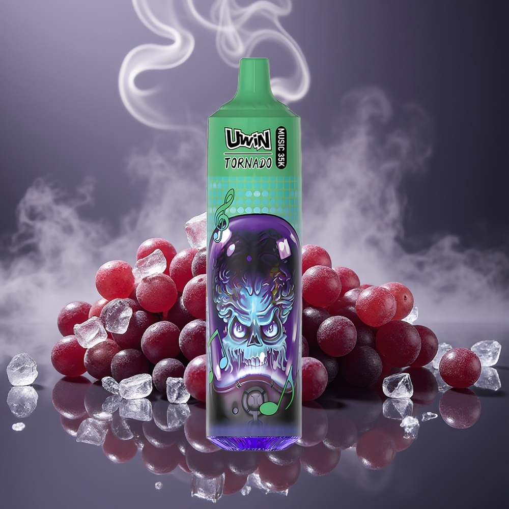 Partihandel Sverige Uwin Tornado 35K Music Engångs Vape Druvis Is 30K Puffar 5% Mesh Coil Typ-C