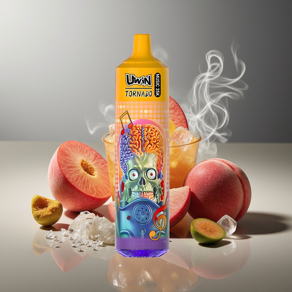 Partihandel Sverige Uwin Tornado 35K Music Engångs Vape Sommar Persika Is 600mAh 1.0 Ohm
