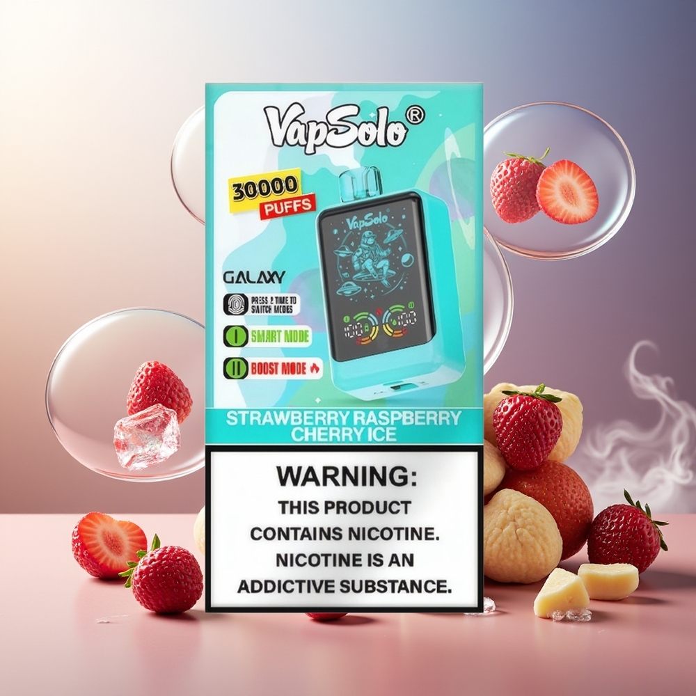 Partihandel Sverige VapSolo GALAXY 30000 Puffs 40ml Jordgubb Hallon Körsbär Is