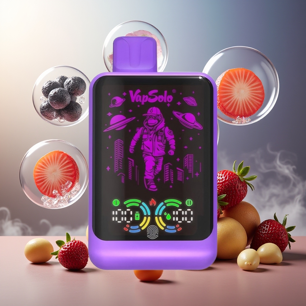 Partihandel Sverige VapSolo GALAXY 30000 Puffs 850Mah Type-C Svart Is Drangofrukt Jordgubb
