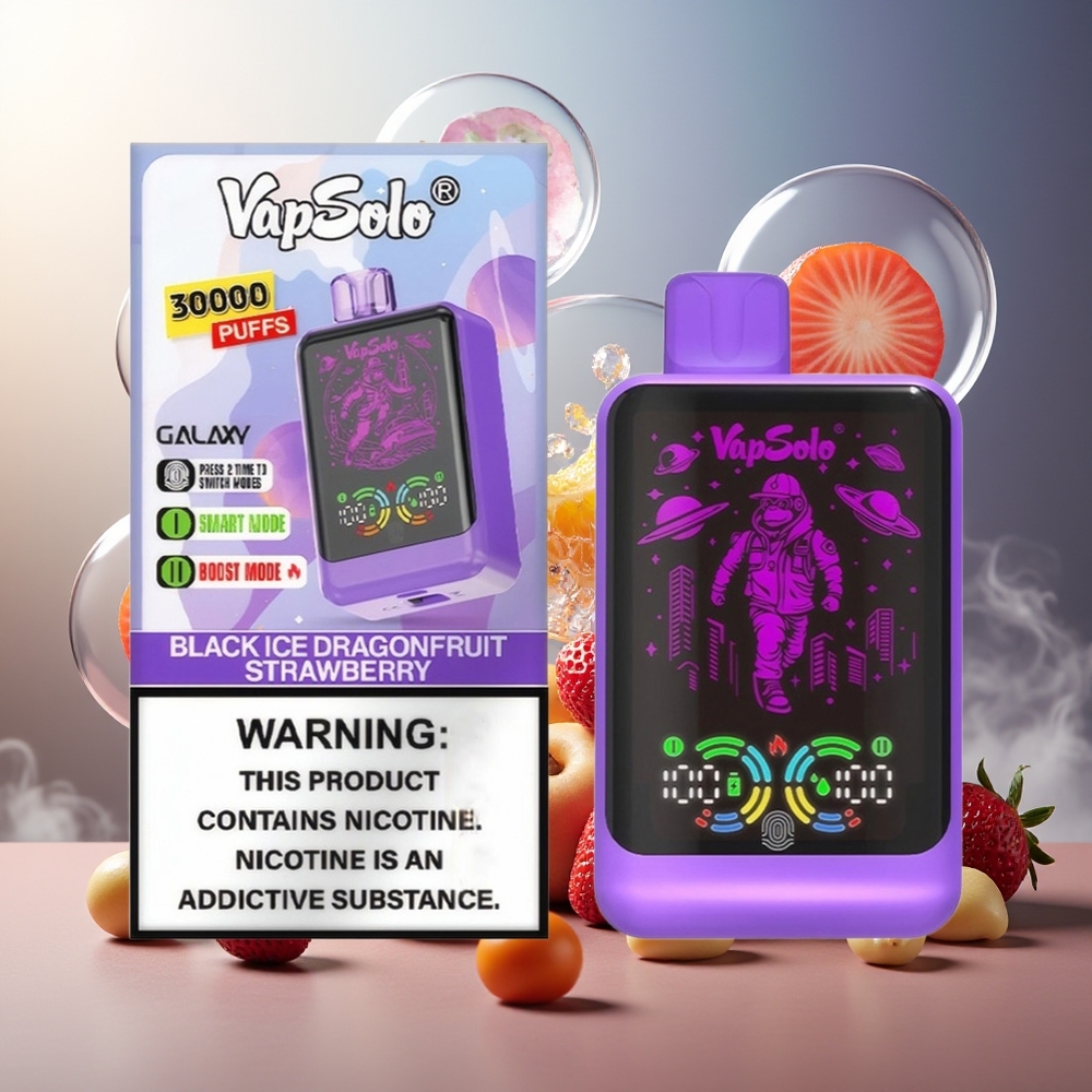 Partihandel Sverige VapSolo GALAXY 30000 Puffs 850Mah Type-C Svart Is Drangofrukt Jordgubb