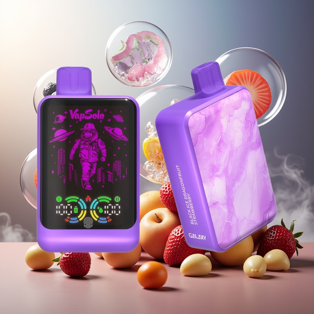 Partihandel Sverige VapSolo GALAXY 30000 Puffs 850Mah Type-C Svart Is Drangofrukt Jordgubb