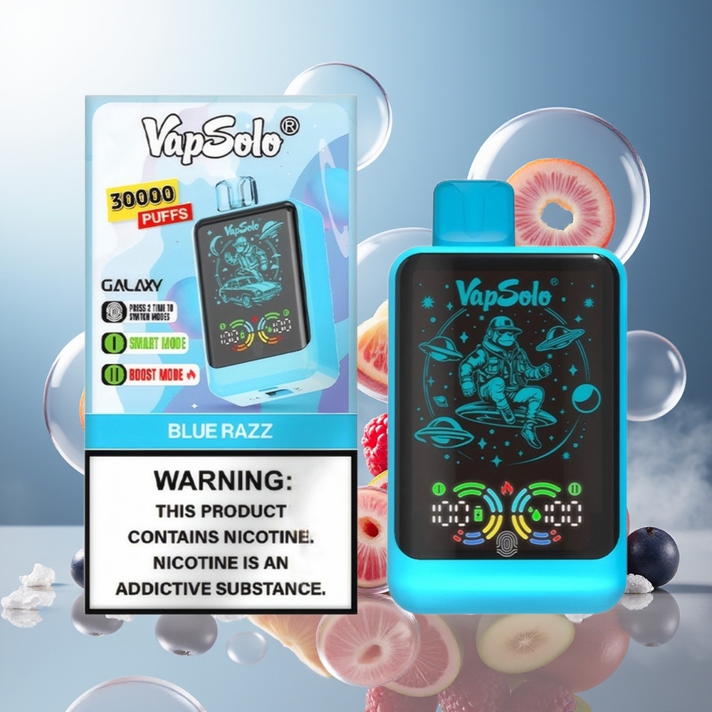 Partihandel Sverige VapSolo GALAXY 30000 Puffs Engångsvape Blå Hallon 40ml 850mAh Typ-C