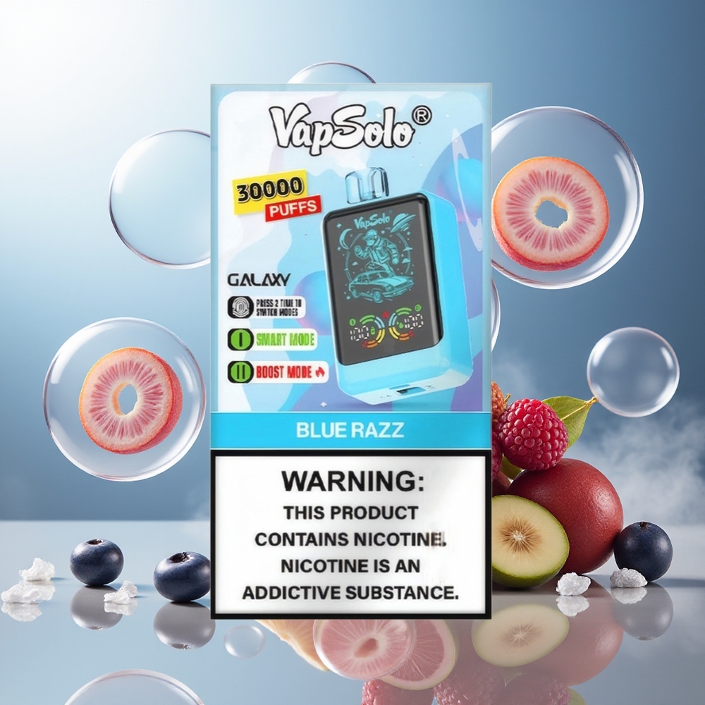 Partihandel Sverige VapSolo GALAXY 30000 Puffs Engångsvape Blå Hallon 40ml 850mAh Typ-C