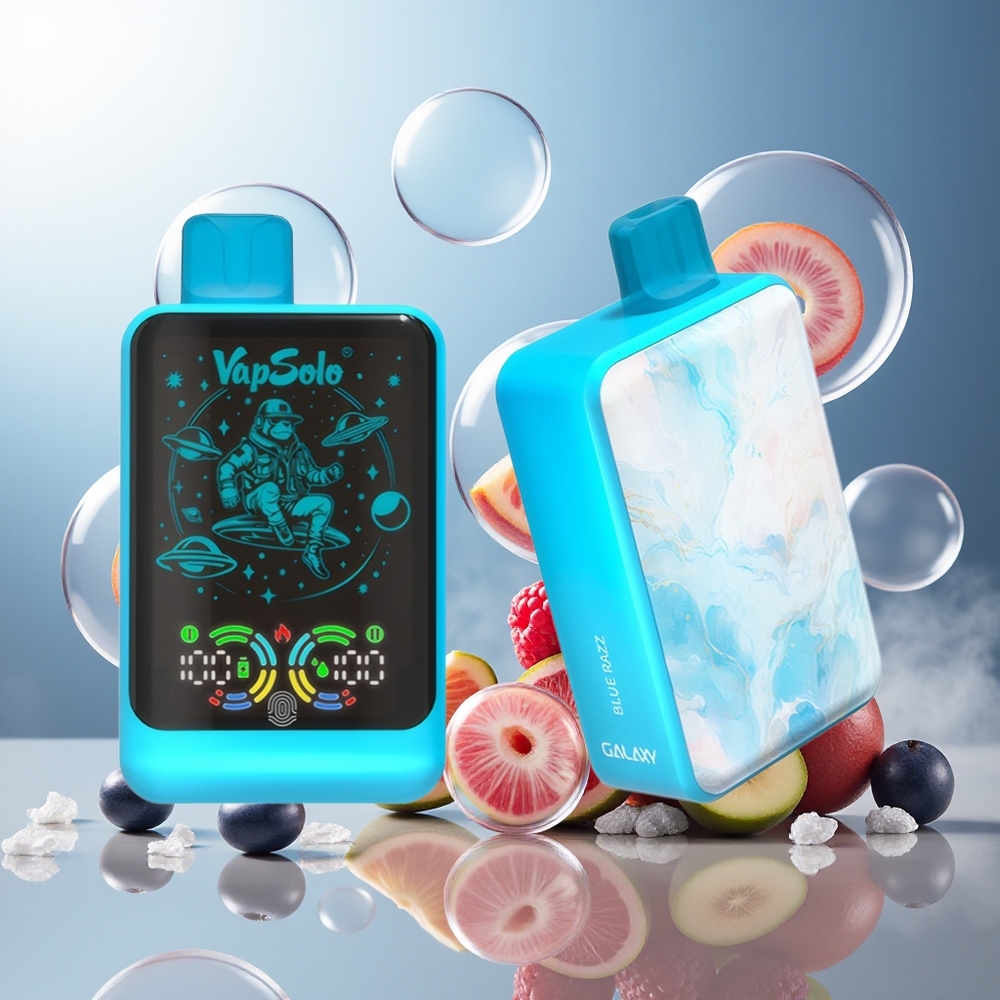 Partihandel Sverige VapSolo GALAXY 30000 Puffs Engångsvape Blå Hallon 40ml 850mAh Typ-C