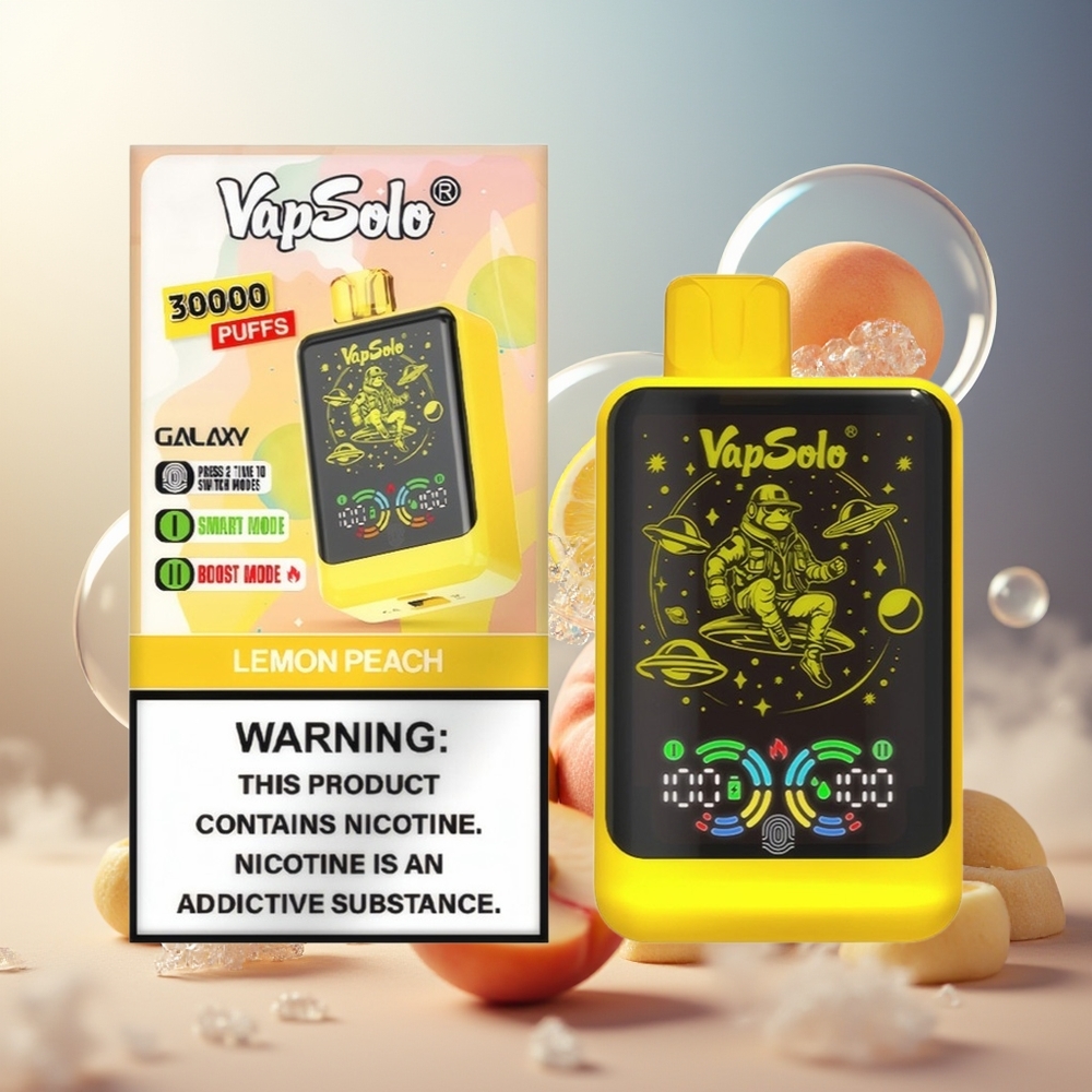 Partihandel Sverige VapSolo GALAXY 30000 Puffs Engångsvape Citron Persika 850Mah Type-C