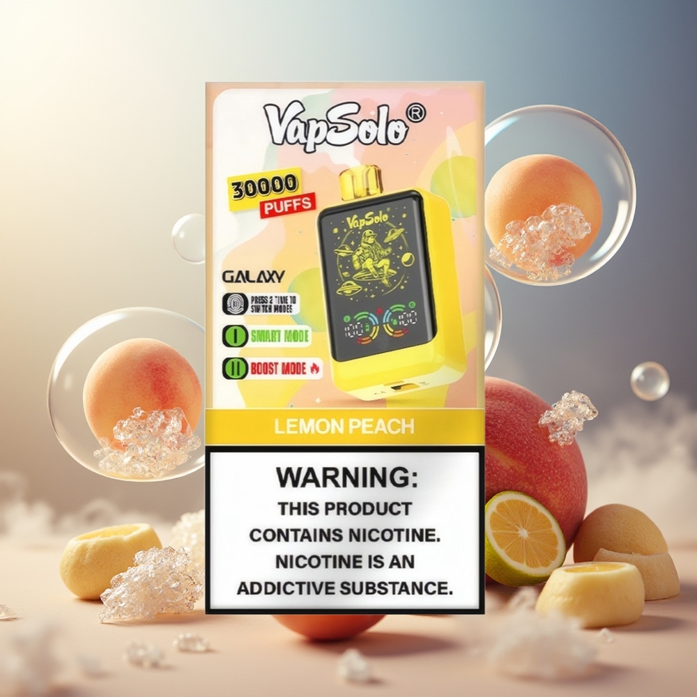 Partihandel Sverige VapSolo GALAXY 30000 Puffs Engångsvape Citron Persika 850Mah Type-C