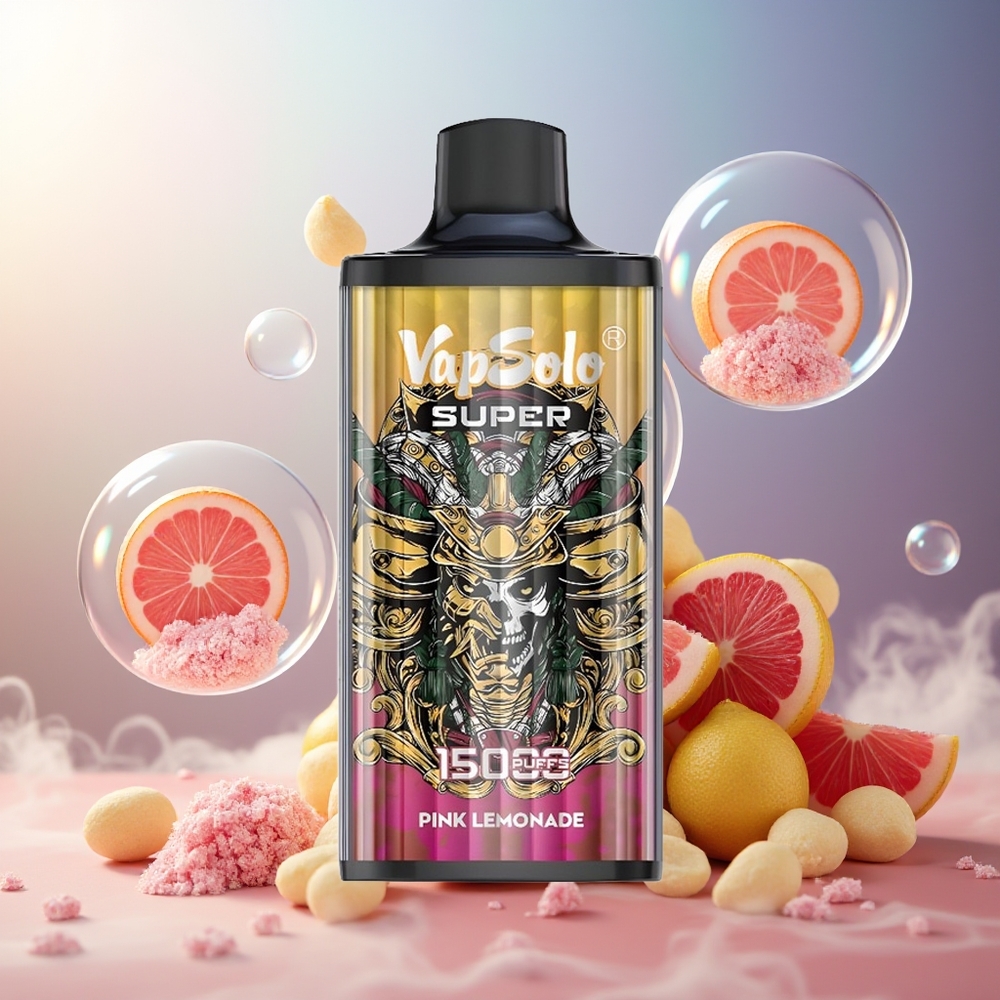 Partihandel Sverige VapSolo Super 15000 Puffs 40ml Super Rosa Citron Vape Type-C 850mAh
