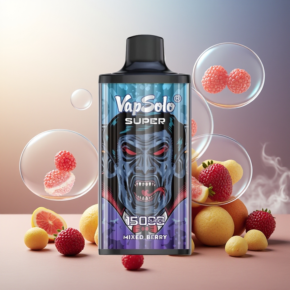 Partihandel Sverige VapSolo Super 15000 Puffs Engångs Vape Blandade Bär 40ml 850mah Type-C
