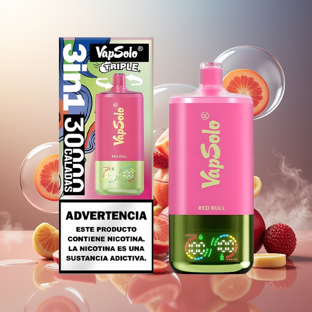 Partihandel Sverige VapSolo Tripe 30000 Puffs 40ml 3 Tankar Röd Tjur