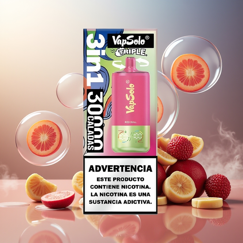 Partihandel Sverige VapSolo Tripe 30000 Puffs 40ml 3 Tankar Röd Tjur