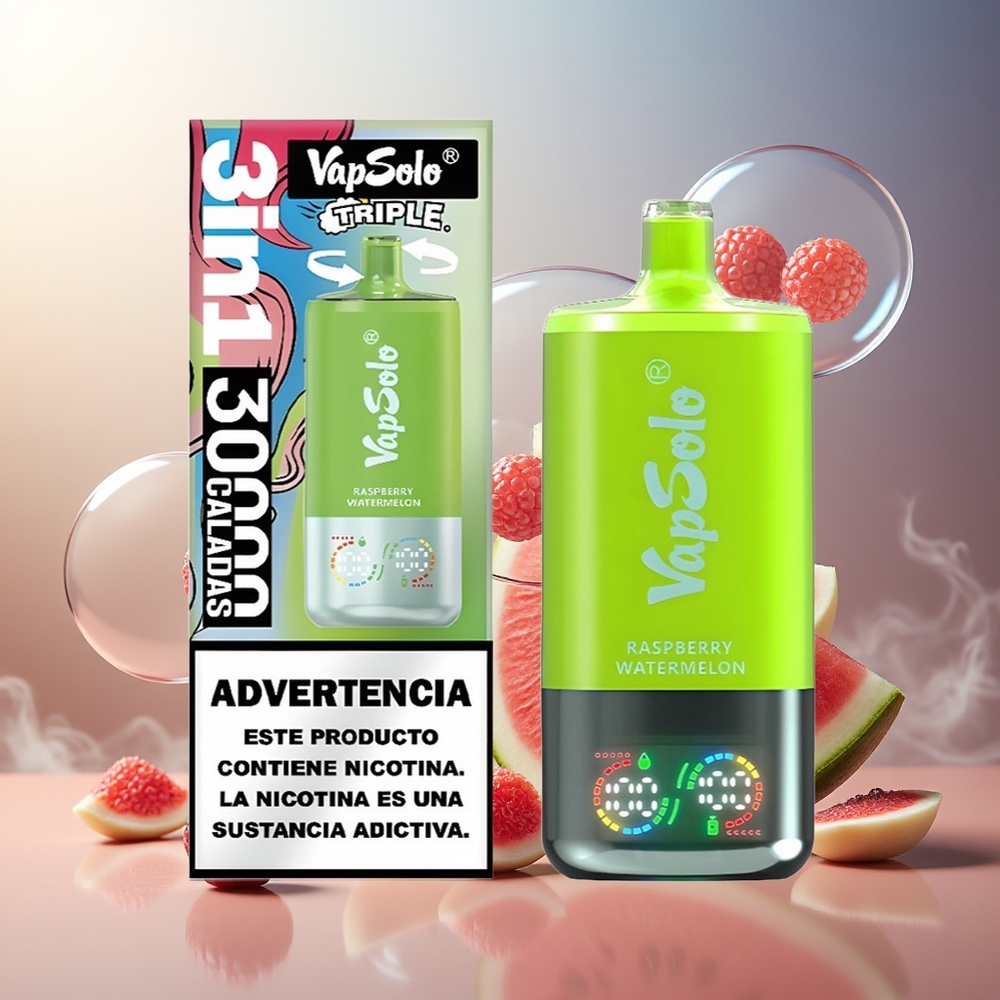 Partihandel Sverige VapSolo Tripe 30000 Puffs 40ml 50mg/ml 3 Tankar Hallon Vattenmelon