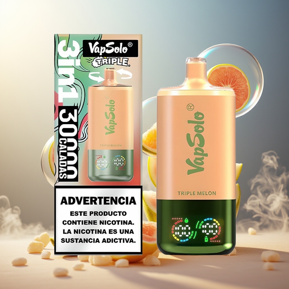 Partihandel Sverige VapSolo Tripe 30000 Puffs 40ml Tre Melon Typ-C
