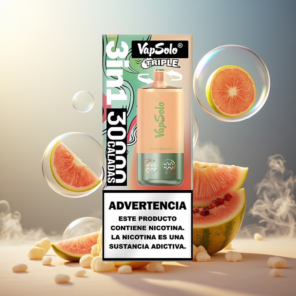 Partihandel Sverige VapSolo Tripe 30000 Puffs 40ml Tre Melon Typ-C