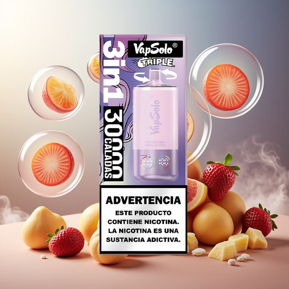Partihandel Sverige VapSolo Tripe 30000 Puffs Jordgubb Vanilj Cola 40ml Type-C 3 Tankar
