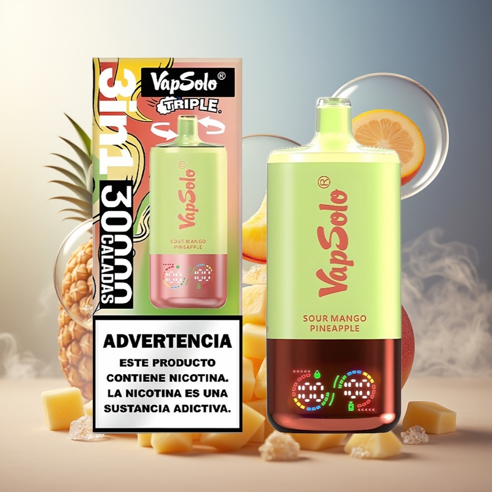 Partihandel Sverige VapSolo Tripe 30000 Puffs Typ-C 40ml Sur Mango Ananas