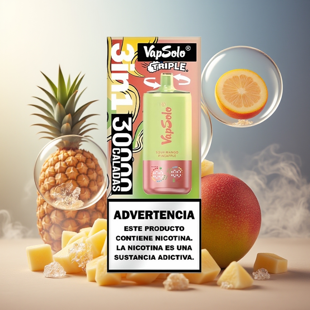 Partihandel Sverige VapSolo Tripe 30000 Puffs Typ-C 40ml Sur Mango Ananas