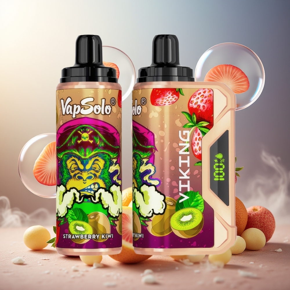 Partihandel Sverige VapSolo VIKING 12000 Puffs 22ml Jordgubb Kiwi Typ-C LED