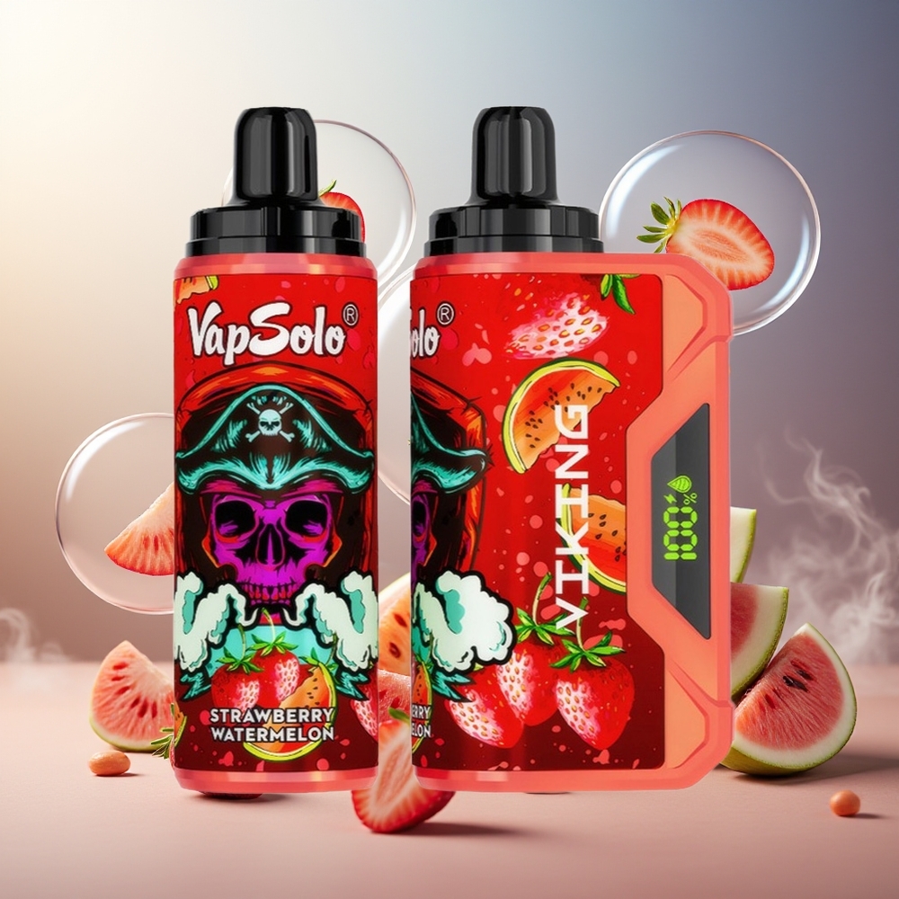 Partihandel Sverige VapSolo VIKING 12000 Puffs 22ml Jordgubb Vattenmelon Typ-C LED