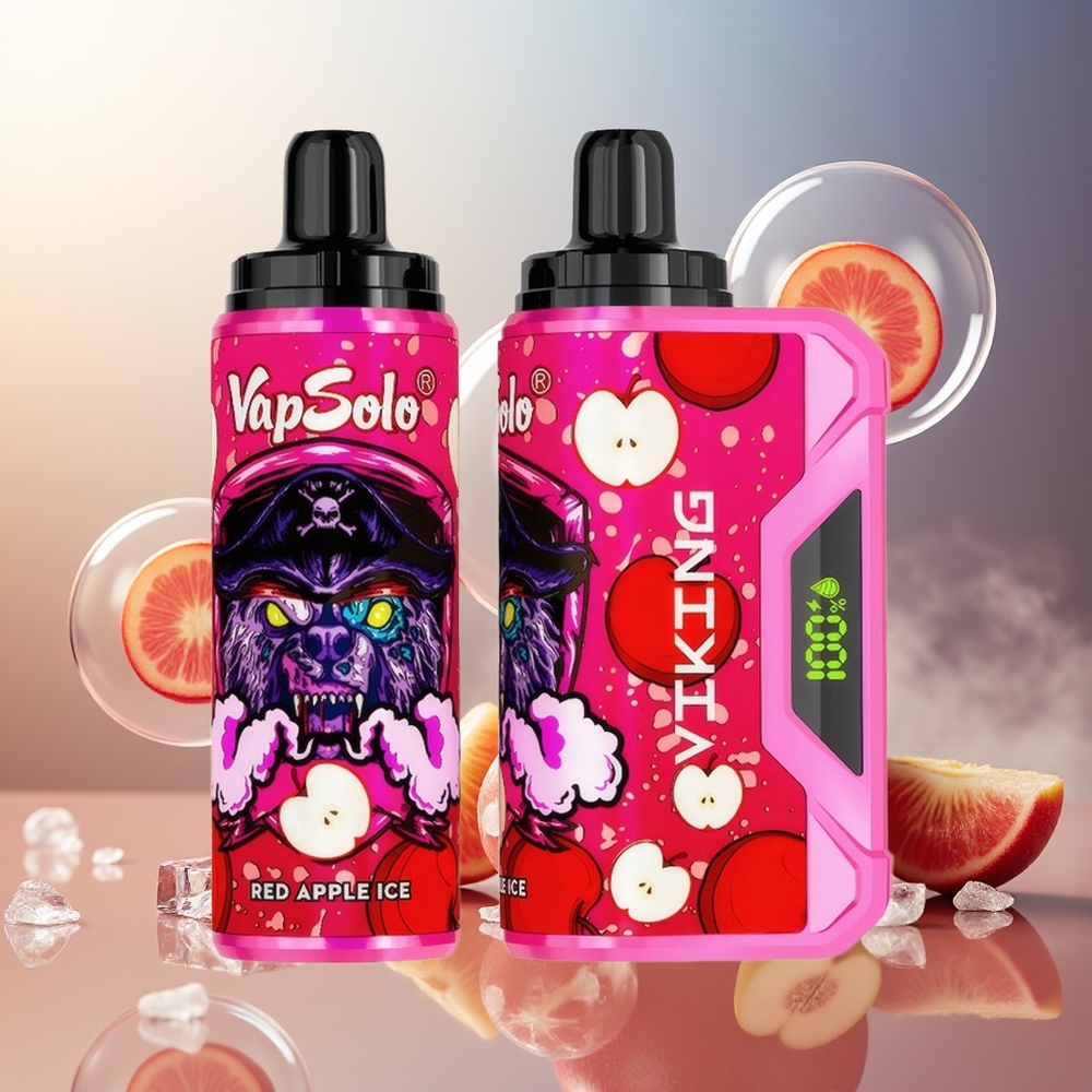 Partihandel Sverige VapSolo VIKING 12000 Puffs 22ml Typ-C Röd Äpple Is