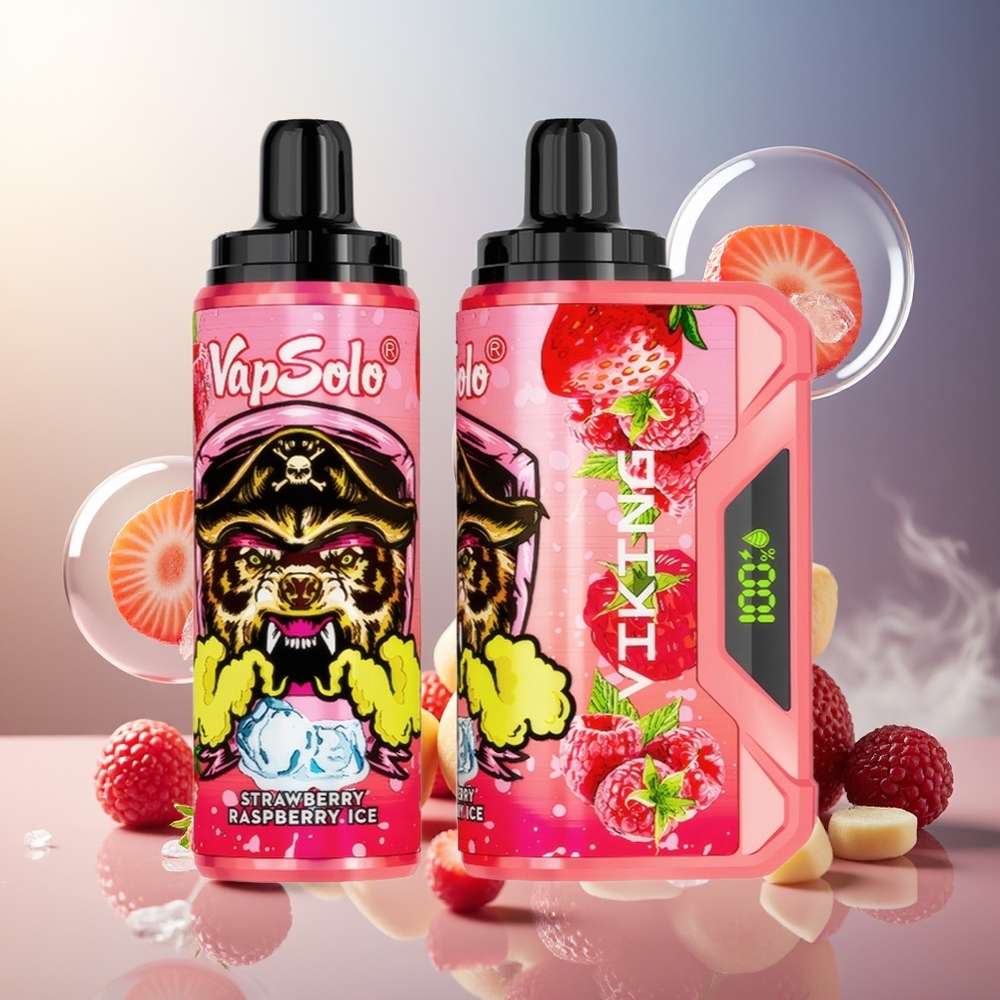 Partihandel Sverige VapSolo VIKING 12000 Puffs 22ml Type-C Jordgubb Hallon Is