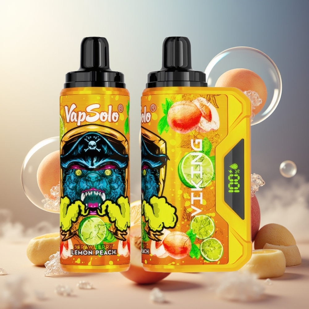 Partihandel Sverige VapSolo VIKING 12000 Puffs Engångsvape Citron Persika 22ml Typ-C