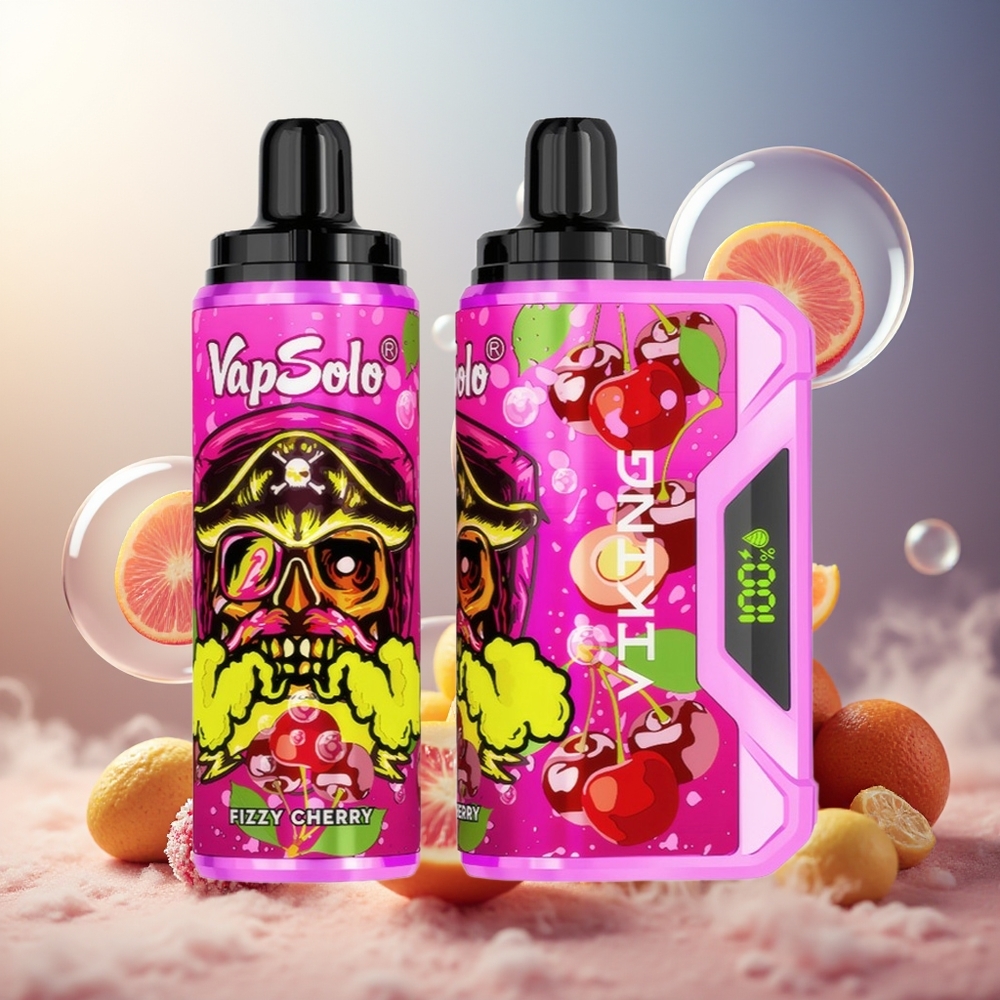 Partihandel Sverige VapSolo VIKING 12000 Puffs Lättsyrlig Körsbär 22ml Typ-C LED