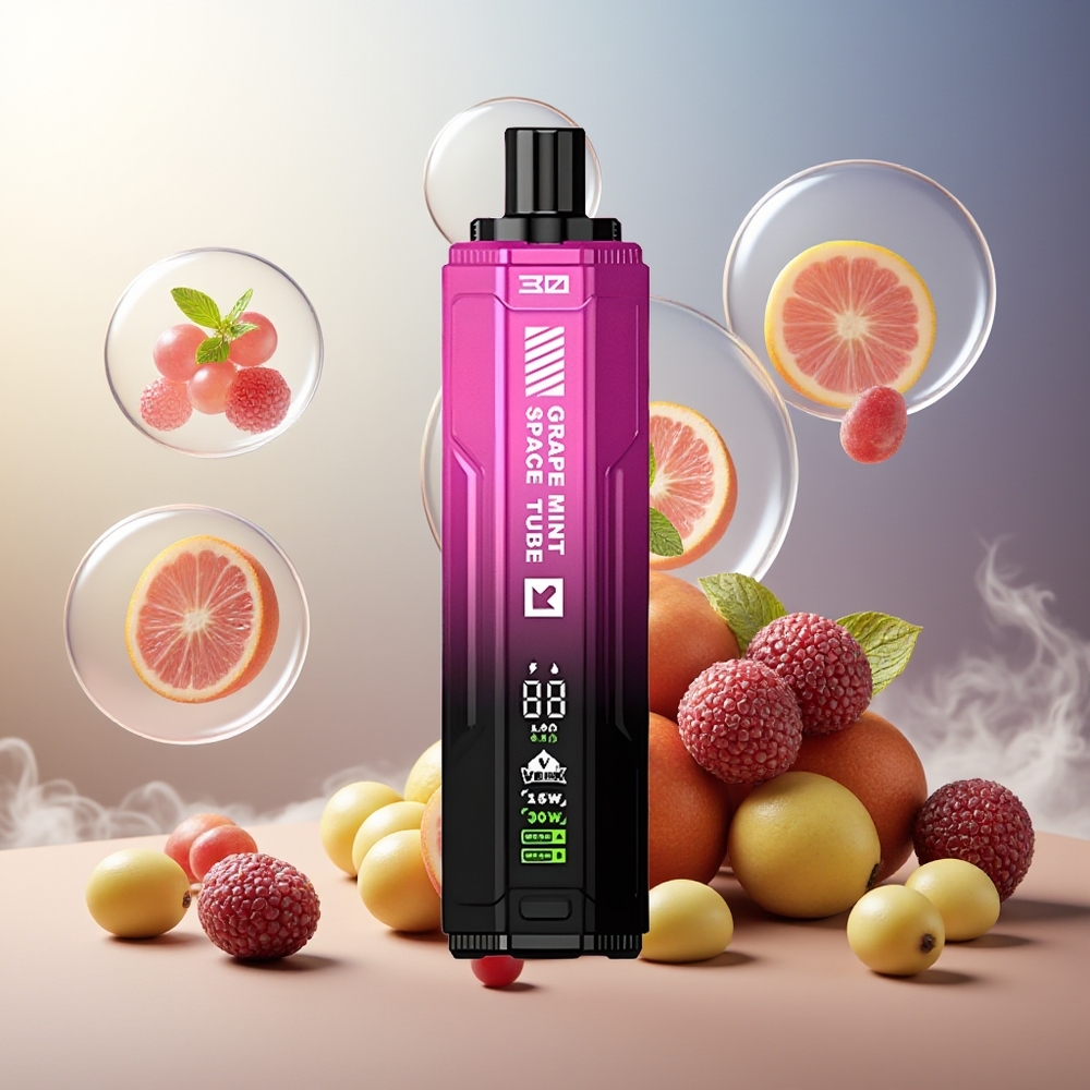 Partihandel Sverige VEIIK SPACE TUBE 20000 Puffs Engångs Vape Vindruvmint Typ-C Skärm 22ml 850mAh
