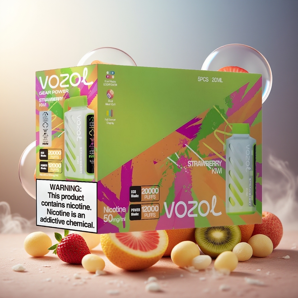 Partihandel Sverige VOZOL Gear Power 20000 Puffs Dual Mesh Jordgubb Kiwi