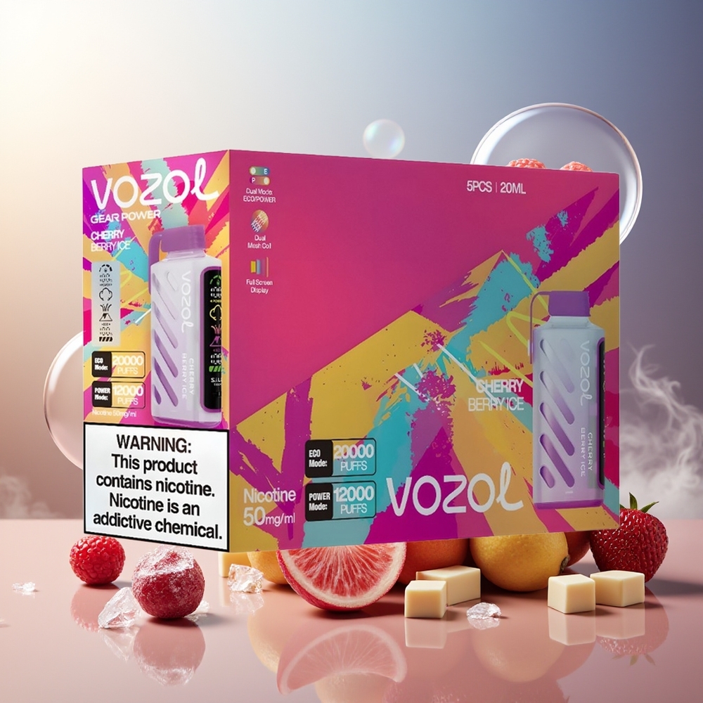 Partihandel Sverige VOZOL Gear Power 20000 Puffs Engångs Vape Körsbär Bär Is