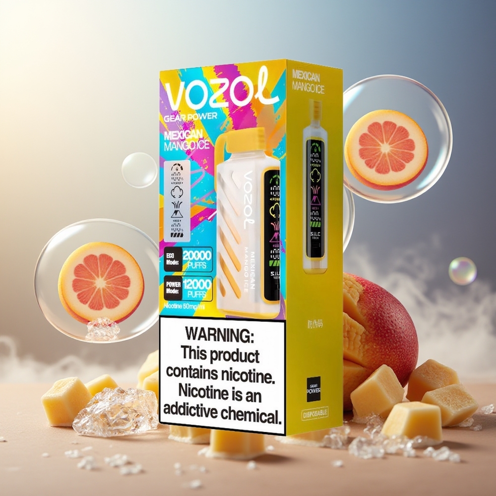 Partihandel Sverige VOZOL Gear Power 20000 Puffs Mexikansk Mango Is Dual Mesh Coil 20mL