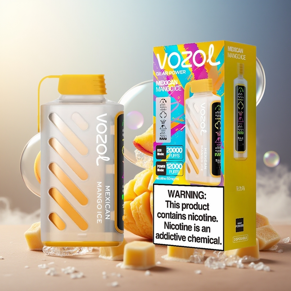 Partihandel Sverige VOZOL Gear Power 20000 Puffs Mexikansk Mango Is Dual Mesh Coil 20mL