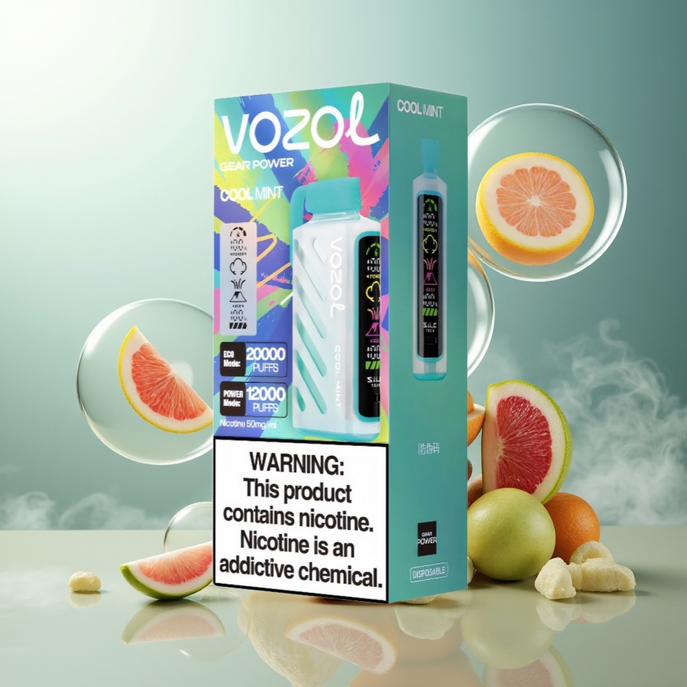 Partihandel Sverige VOZOL Gear Power 20000 Puffs Sval Mint S.i.L.C. Tech Dual Mesh 20mL