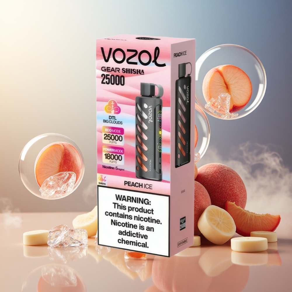 Partihandel Sverige VOZOL Gear Shisha 25000 Puffar Dual Mesh Persika Is