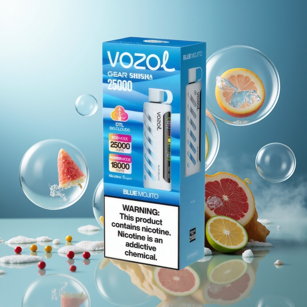 Partihandel Sverige VOZOL Gear Shisha 25000 Puffs Dual Mesh Blå Mojito