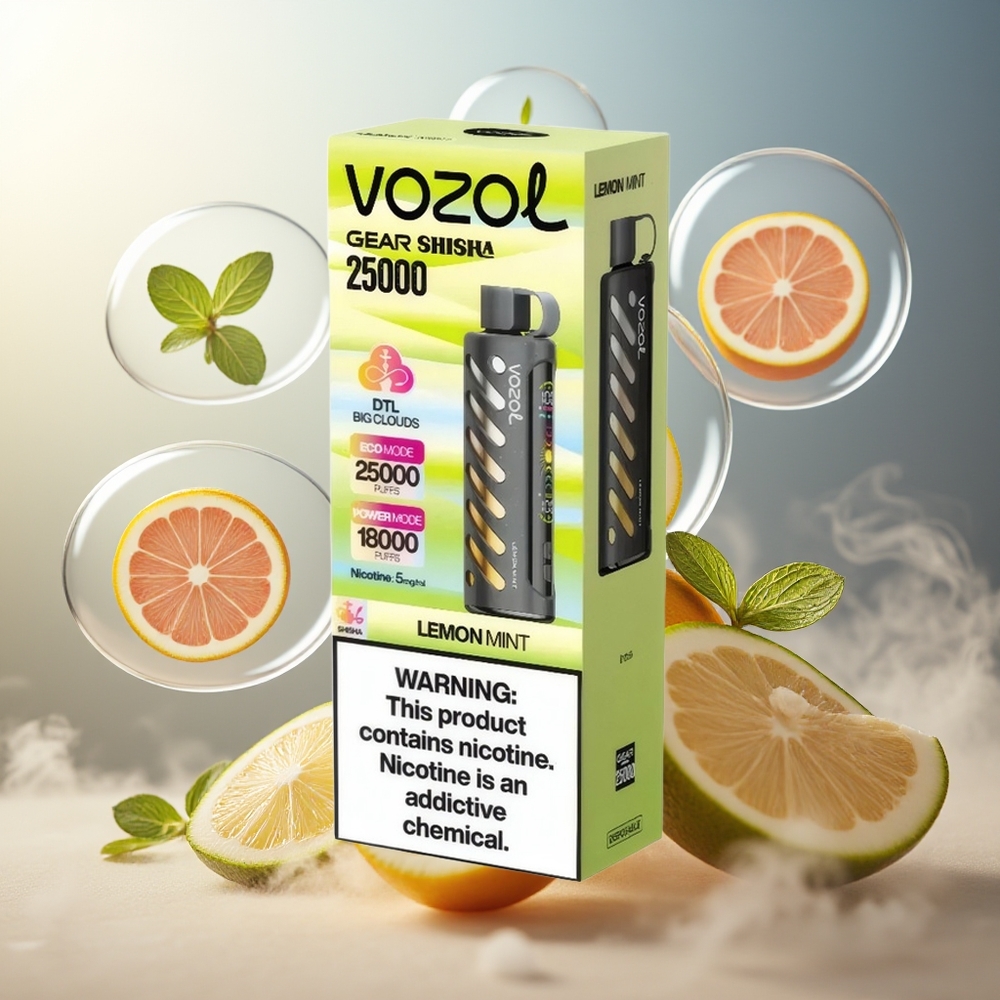 Partihandel Sverige VOZOL Gear Shisha 25000 Puffs Dual Mesh Citron Mynta