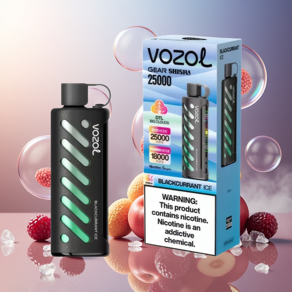 Partihandel Sverige VOZOL Gear Shisha 25000 Puffs Dual Mesh Svartvinbär Is